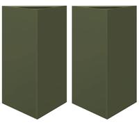 vidaXL Bac à plantes 2 pcs. Vert olive Triangulaire 50x43x75 cm Acier
