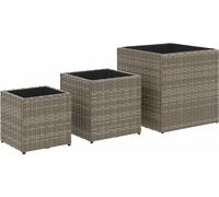 vidaXL Jardinières d'extérieur 3 pcs gris résine tressée, jardinière d'extérieur, bac à fleurs, bac à tomates, jardinière de 366397