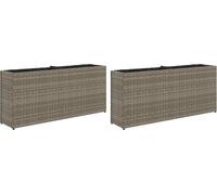 vidaXL Bac à plantes avec 2 pots 2 pcs. Gris 90x20x40 cm Poly rotin