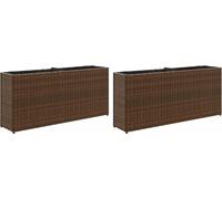 vidaXL Bac à plantes avec 2 pots 2 pcs. Marron 90x20x40 cm Poly rotin