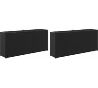 vidaXL Bac à plantes avec 2 pots 2 pots noir 90x20x40 cm Poly rotin