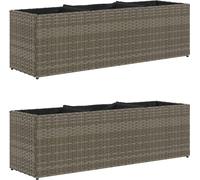 vidaXL Bac à plantes avec 3 pots 2 pcs. Gris 105x30x32 cm Poly rotin