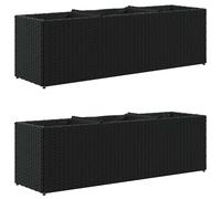 vidaXL Bac à plantes avec 3 pots 2 pots noir 105x30x32cm Poly rotin