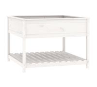 vidaXL Bac à plantes avec étagère Blanc 111,5x111,5x81 cm Pin massif
