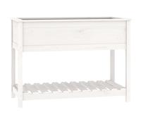 vidaXL Bac à plantes avec étagère en pin massif 111,5x54x81 cm Blanc
