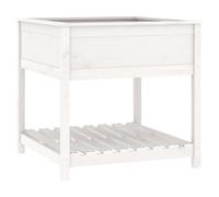 vidaXL Bac à plantes avec étagère Blanc 82,5x82,5x81 cm Pin massif