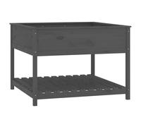 vidaXL Bac à plantes avec étagère Gris 111,5x111,5x81 cm Pin massif