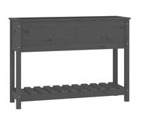 vidaXL Bac à plantes avec étagère Gris 111,5x34,5x81 cm Pin massif