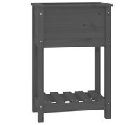 vidaXL Bac à plantes avec étagère Gris 54x34,5x81 cm Pin massif