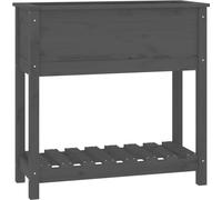 vidaXL Bac à plantes avec étagère Gris 82,5x34,5x81 cm Pin massif