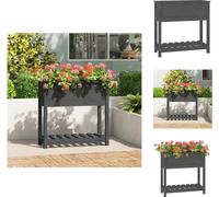 vidaXL Bac à plantes avec étagère Gris 82,5x34,5x81 cm Pin massif - Pots de fleurs & Jardinières