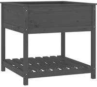 vidaXL Bac à plantes avec étagère Gris 82,5x82,5x81 cm Pin massif