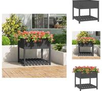 vidaXL Bac à plantes avec étagère Gris 82,5x82,5x81 cm Pin massif - Pots de fleurs & Jardinières