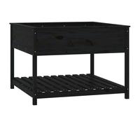vidaXL Bac à plantes avec étagère noir 111,5x111,5x81 cm bois de pin
