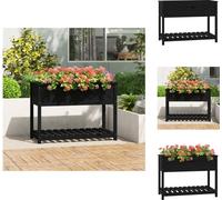 vidaXL Bac à plantes avec étagère Noir 111,5x54x81 cm Pin massif - Pots de fleurs & Jardinières