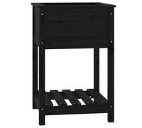 vidaXL Bac à plantes avec étagère noir 54x54x81 cm pin massif