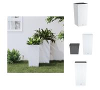 vidaXL Bac à plantes avec insert amovible Blanc 11/26,5 L en rotin PP - Pots de fleurs et bacs à plantes