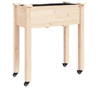 vidaXL Bac à plantes avec insert et roulettes 71x37x80 cm Sapin massif