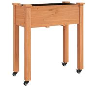 vidaXL Bac à plantes avec insert et roulettes brun 71x37x80 cm bois de sapin