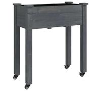 vidaXL Bac à plantes avec insert et roulettes Gris 71x37x80 cm Bois de sapin