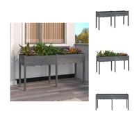 vidaXL Bac à plantes avec insert Gris 161x45x76 cm Sapin massif - Pots de fleurs & Jardinières