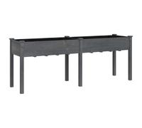 vidaXL Bac à plantes avec insert Gris 203x53x76 cm Sapin massif