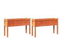 vidaXL Bac à plantes avec pieds 837569 – pin massif, marron cireux – 2 pcs