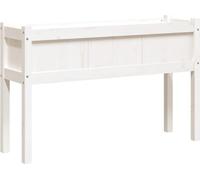 vidaXL Bac à plantes avec pieds Blanc 110x31x70 cm Pin massif
