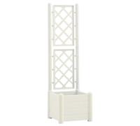 vidaXL Bac à plantes avec treillis 43x43x142 cm PP blanc