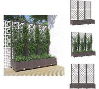 vidaXL Bac à plantes avec treillis Marron 120x40x121,5 cm PP - Pots de fleurs & Jardinières