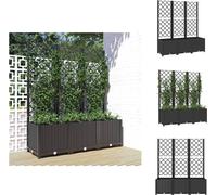 vidaXL Bac à plantes avec treillis Noir 120x40x136 cm PP - Pots de fleurs & Jardinières
