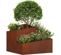vidaXL Bac à plantes de jardin brun 60 x 60 x 50 cm Acier résistant aux intempéries