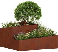 vidaXL Bac à plantes de jardin brun 80 x 80 x 50 cm Acier résistant aux intempéries