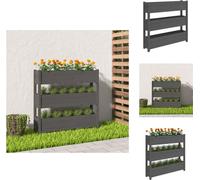 vidaXL Bac à plantes Gris 112x25x104,5 cm Pin massif - Pots de fleurs & Jardinières