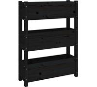 vidaXL Bac à plantes 77×25×104,5 cm – Pin massif – Noir
