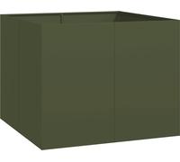 vidaXL Bac à plantes vert olive 100x100x80 cm acier