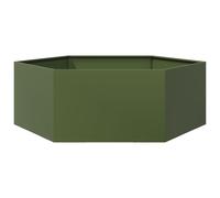 vidaXL Bac à plantes vert olive hexagonal 138x120x45 acier