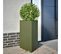 vidaXL Bac à plantes vert olive Triangulaire 50x43x75 cm Acier