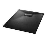 vidaXL Bac de Douche Receveur de Douche Rectangulaire Salle de Bain Maison Intérieur Trou de Drain Standard de 9 cm SMC Noir 90x70 cm