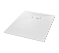 vidaXL Bac de Douche Receveur de Douche Rectangulaire Salle de Bain Maison Intérieur Trou de Drain Standard de 9 cm SMC Blanc 100x80 cm