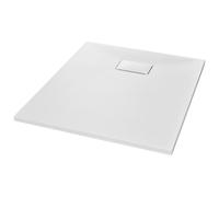 vidaXL Bac de Douche Receveur de Douche Rectangulaire Salle de Bain Maison Intérieur Trou de Drain Standard de 9 cm SMC Blanc 90x70 cm