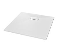 vidaXL Bac de Douche Receveur de Douche Rectangulaire Salle de Bain Maison Intérieur Trou de Drain Standard de 9 cm SMC Blanc 90x90 cm