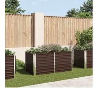 vidaXL Lit surélevé 160×80×77 cm Acier galvanisé, bordure de sécurité pliable, Marron