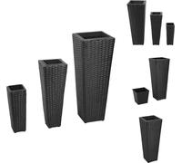 vidaXL Bac de jardin surélevé 3 pièces Poly Rotin Noir - Pots de fleurs & Jardinières