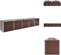 vidaXL Bac de jardin surélevé Acier galvanisé 400×80×77 cm Marron - Pots de fleurs & Jardinières