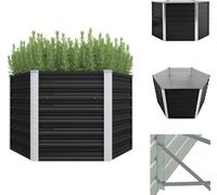 vidaXL Bac de jardin surélevé Anthracite 129 x 129 x 77 cm Acier galvanisé - Pots de fleurs & Jardinières
