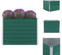 vidaXL Bac surélevé 100 x 100 x 77 cm Acier galvanisé Vert - Pots de fleurs & Jardinières