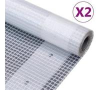 vidaXL Bâches de couverture Leno grillagées 2 pcs 260 g/m² 1,5x20 m blanc