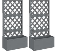 vidaXL Bacs à fleurs avec treillis 2 pcs. Gris 65x33x135 cm WPC