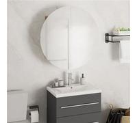 vidaXL Badkamerkast met ronde spiegel en LED 47x47x17,5 cm eiken345586 chêne G